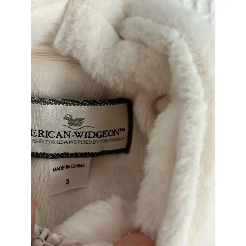 American Widgeon Girls Size 3 Ivory Faux Fur Hooded Zip Vest